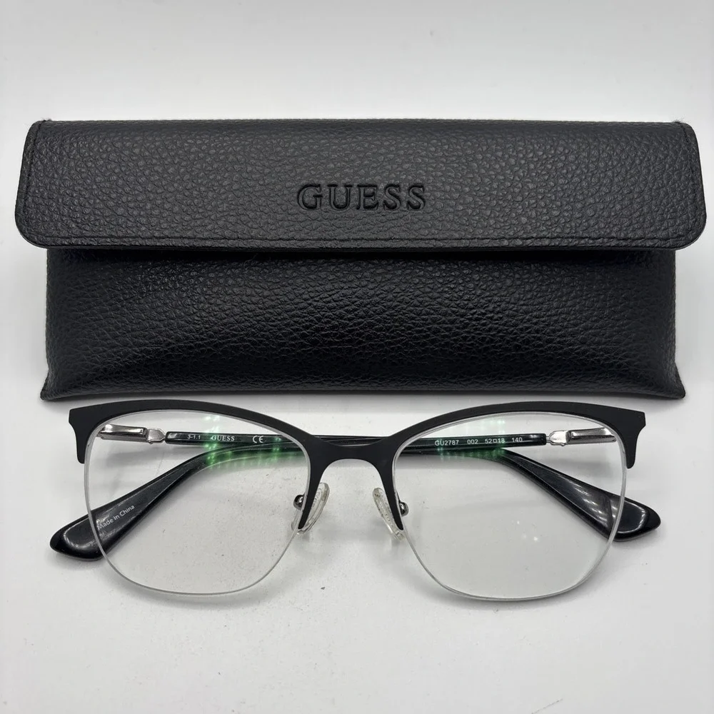 GUESS GU2787 002 Black Metal Cat Eye Eyeglasses Frame 52-18-140mm w/case